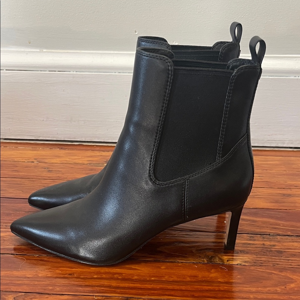 Veronica Beard Black Leather Ankle Boots